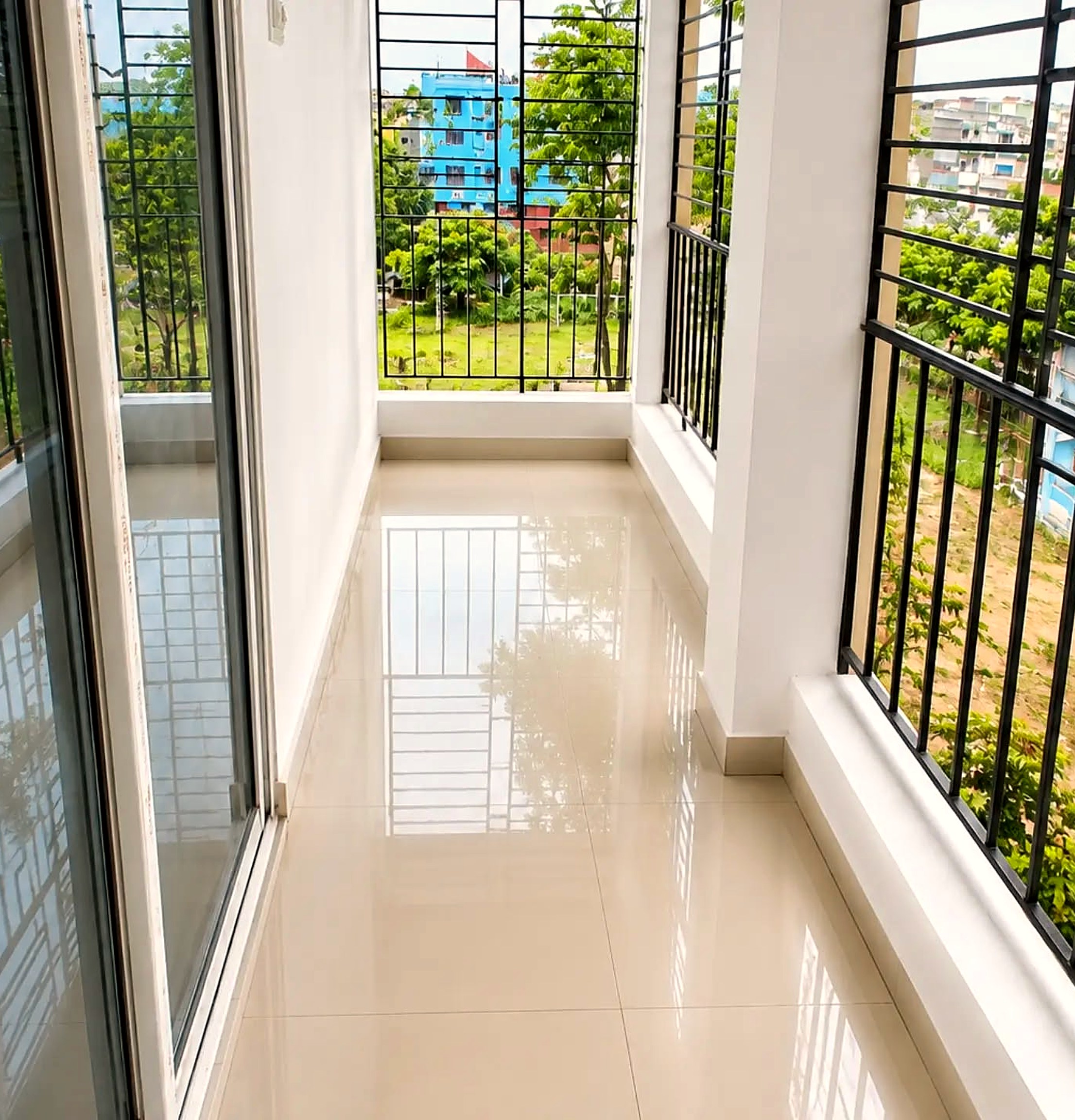 Bright balcony of the Keshtopur 3 BHK